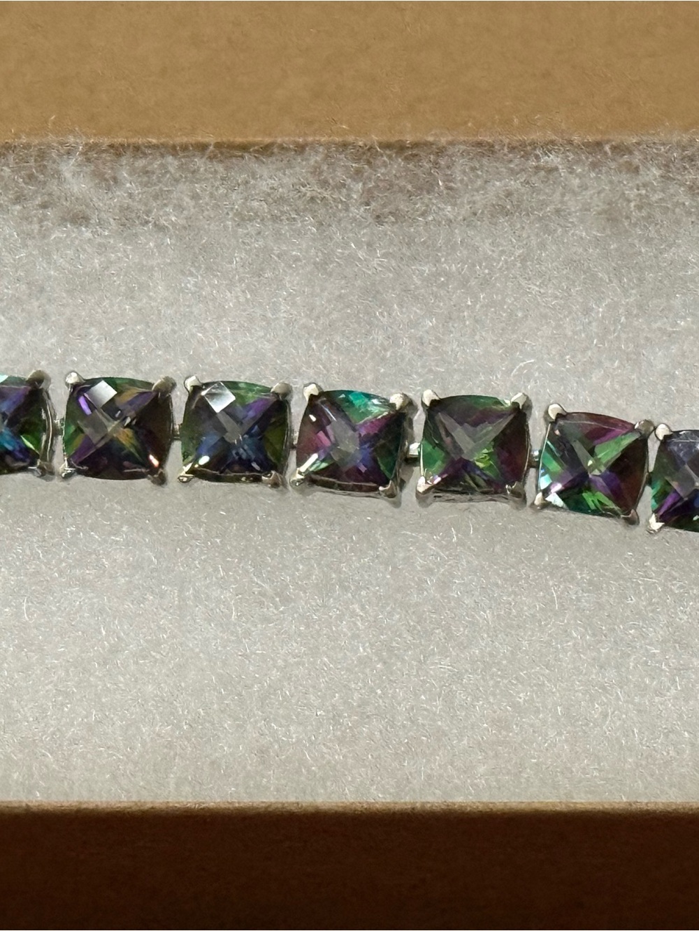 Mystic Topaz 8” Cushion-Cut Tennis Bracelet w/ Ornate Scrollwork Gallery Design